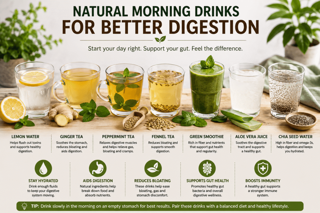 Natural morning drinks for better digestion and gut health