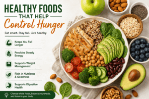 Healthy foods that help control hunger with protein and fiber-rich foods